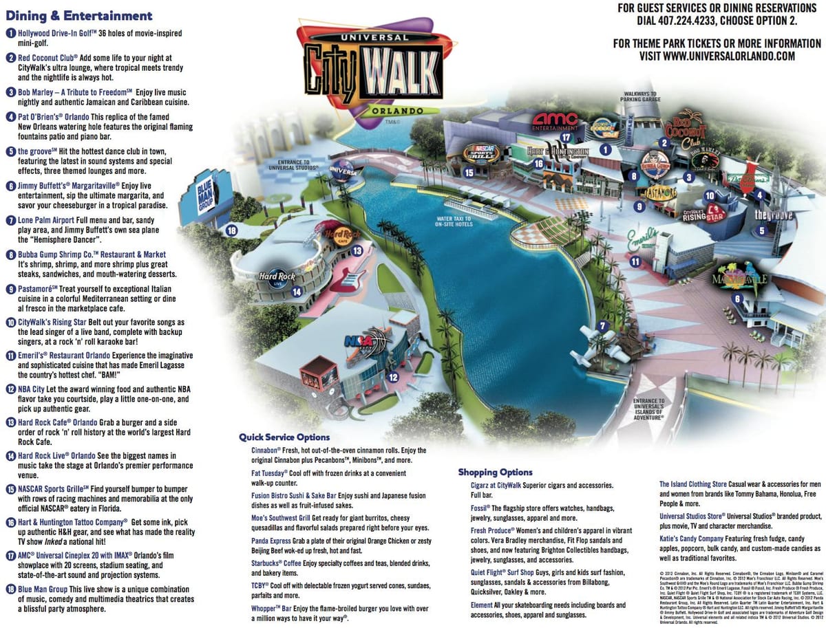 உலகளாவிய ஆர்லாண்டோ citywalk வரைபடம்